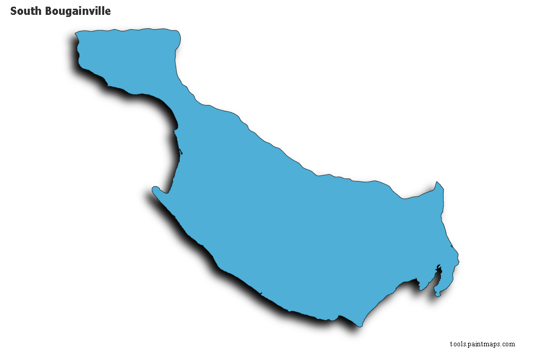 Mapa de South Bougainville con efecto de sombra 3D