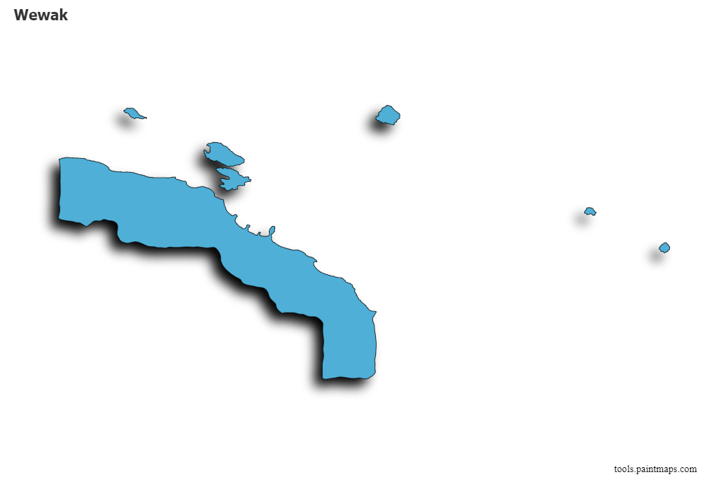 Mapa de Wewak con efecto de sombra 3D