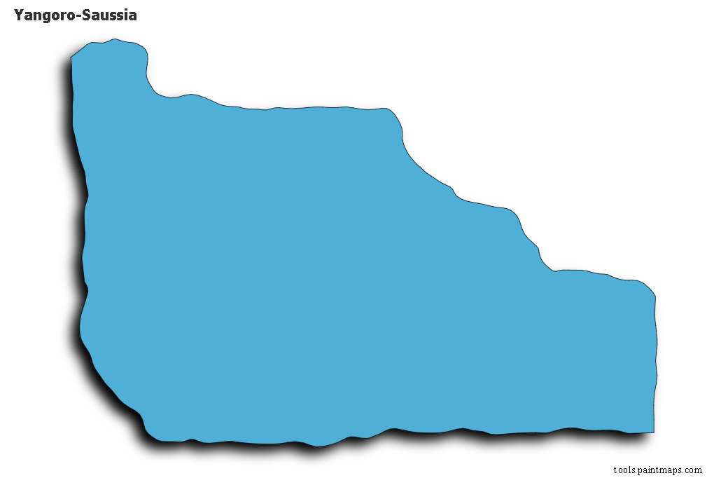 Mapa de Yangoro-Saussia con efecto de sombra 3D
