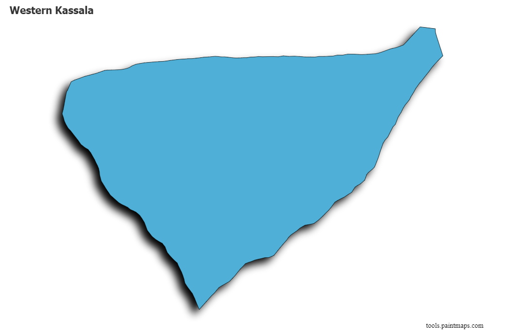 Mapa de Western Kassala con efecto de sombra 3D