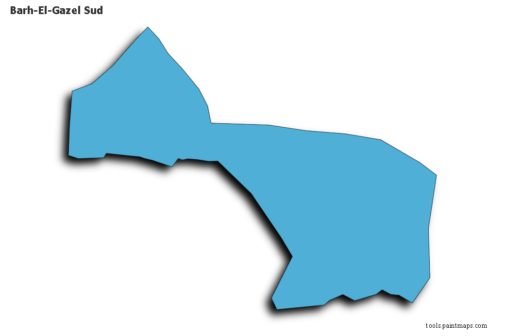 Mapa de Barh-El-Gazel Sud con efecto de sombra 3D