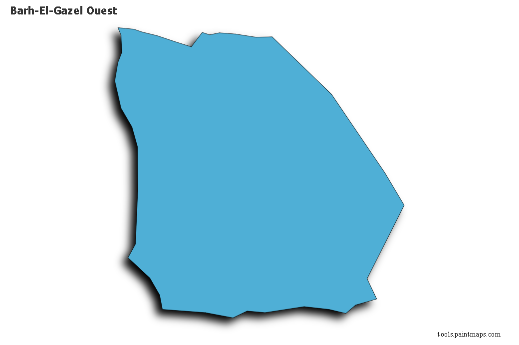 Mapa de Barh-El-Gazel Ouest con efecto de sombra 3D