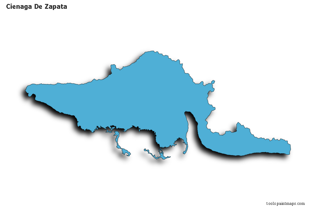 3D gölge efektli Cienaga De Zapata haritası