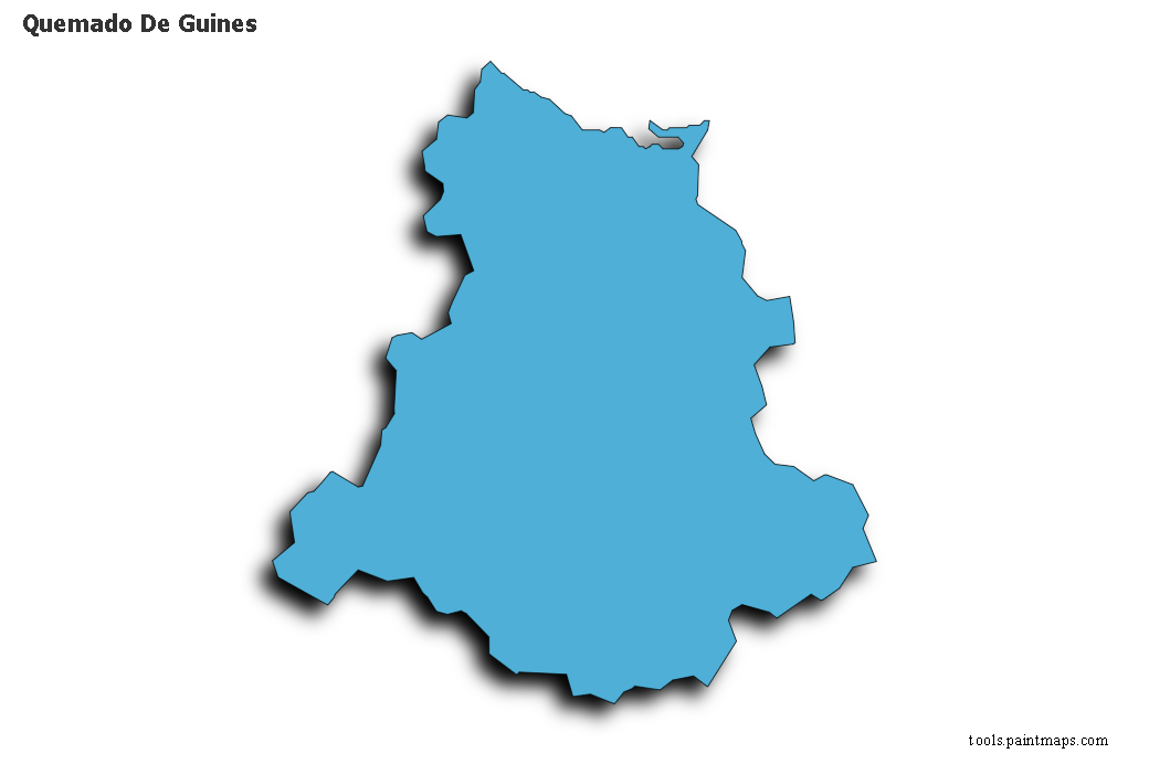 Mapa de Quemado De Guines con efecto de sombra 3D