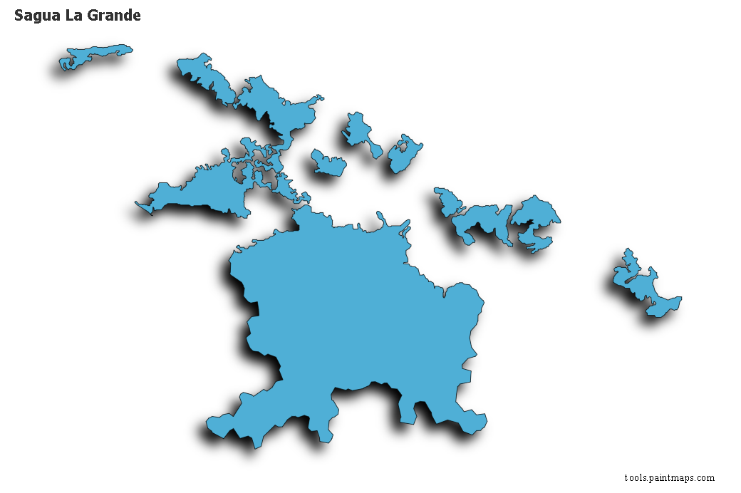 3D gölge efektli Sagua La Grande haritası