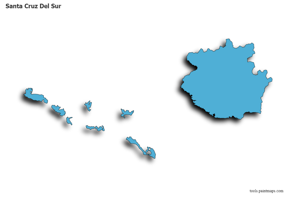 Mapa de Santa Cruz Del Sur con efecto de sombra 3D