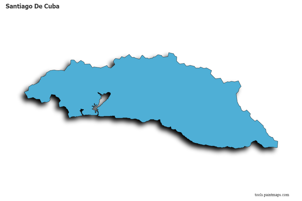 Mapa de Santiago De Cuba con efecto de sombra 3D