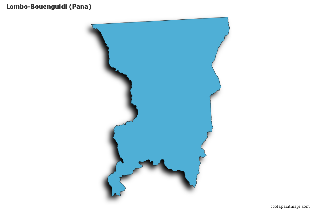 Mapa de Lombo-Bouenguidi (Pana) con efecto de sombra 3D
