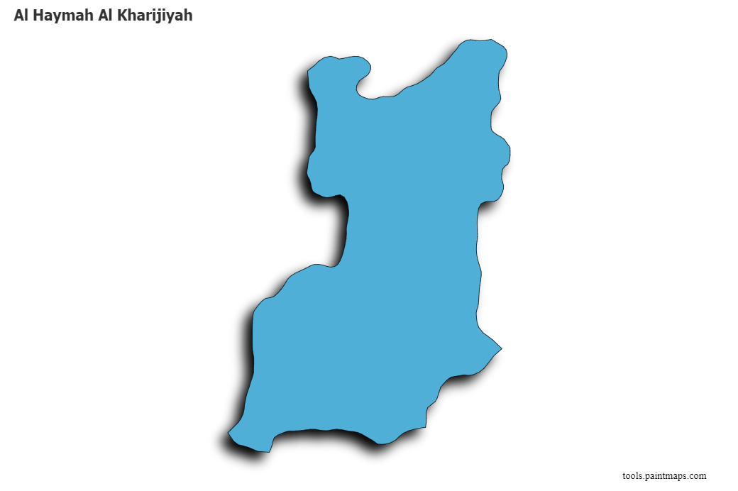 Mapa de Al Haymah Al Kharijiyah con efecto de sombra 3D