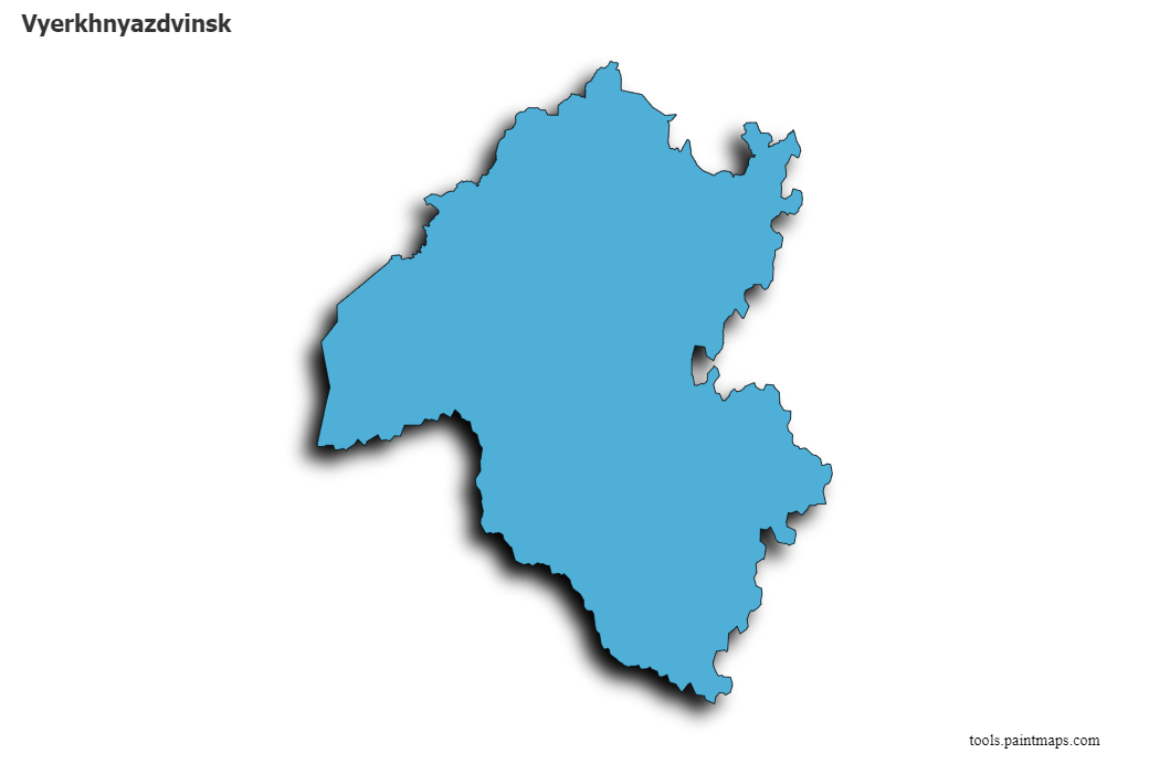 Mapa de Vyerkhnyazdvinsk con efecto de sombra 3D