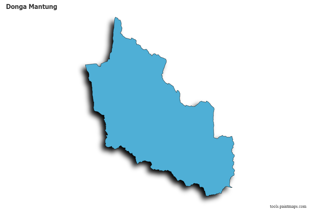 Mapa de Donga Mantung con efecto de sombra 3D