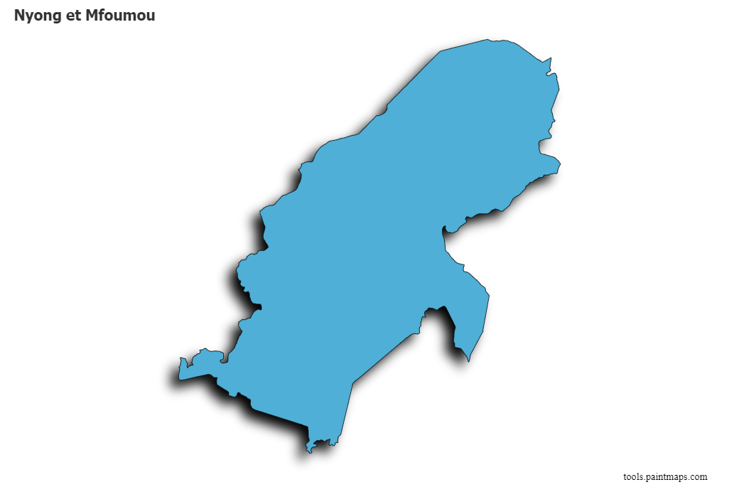 Mapa de Nyong et Mfoumou con efecto de sombra 3D