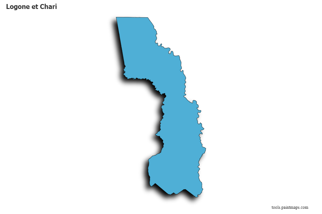 Mapa de Logone et Chari con efecto de sombra 3D