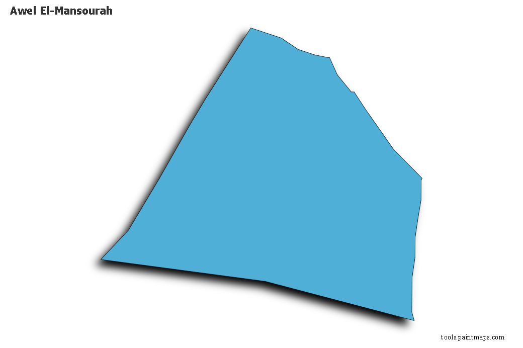 Mapa de Awel El-Mansourah con efecto de sombra 3D