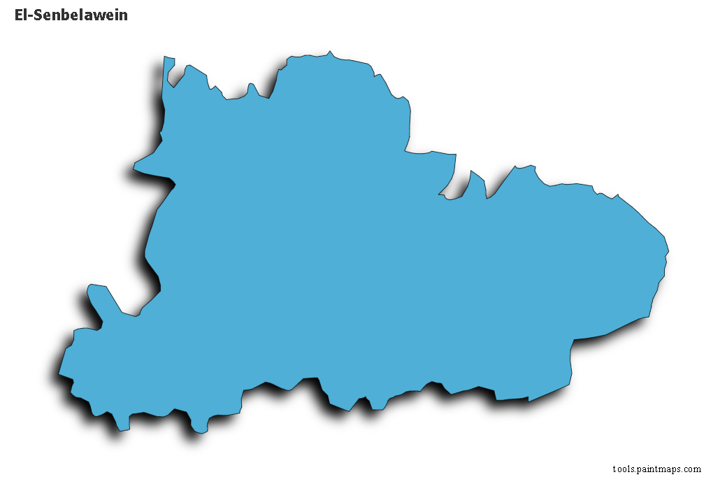 Mapa de El-Senbelawein con efecto de sombra 3D