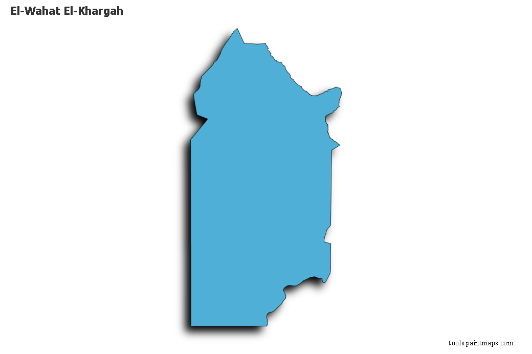 Mapa de El-Wahat El-Khargah con efecto de sombra 3D