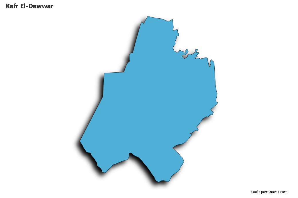 Mapa de Kafr El-Dawwar con efecto de sombra 3D