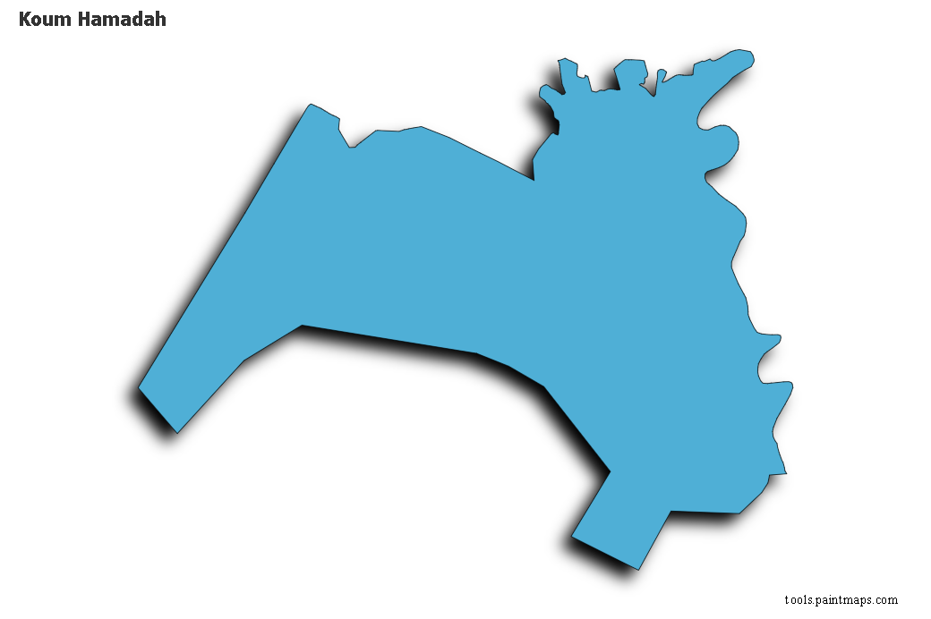 Mapa de Koum Hamadah con efecto de sombra 3D