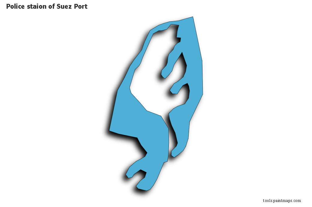 Mapa de Police staion of Suez Port con efecto de sombra 3D