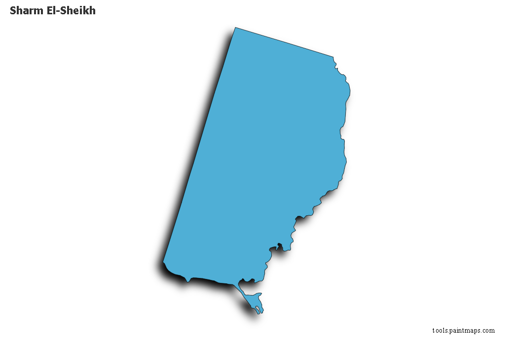 Mapa de Sharm El-Sheikh con efecto de sombra 3D