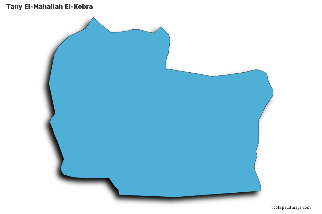 Mapa de Tany El-Mahallah El-Kobra con efecto de sombra 3D