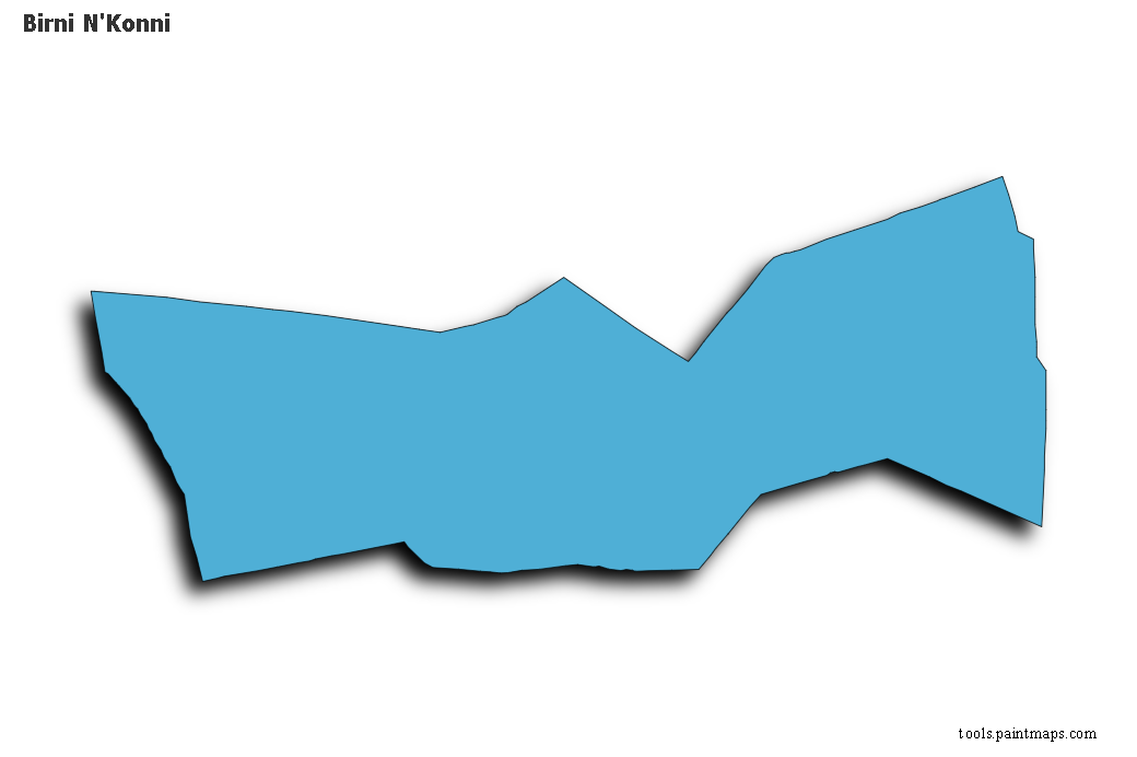 Mapa de Birni N'Konni con efecto de sombra 3D