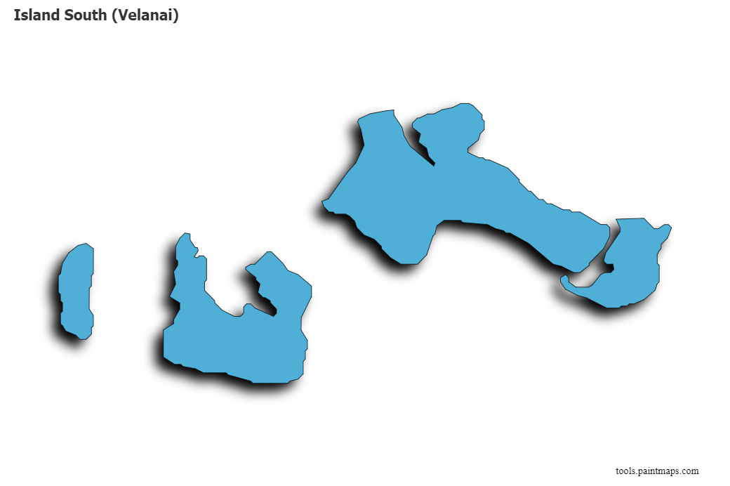 Island South map with 3d shadow effect