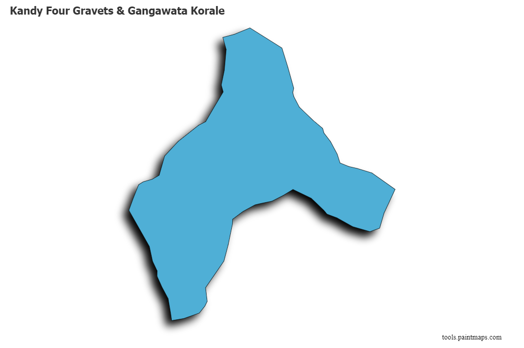 3D gölge efektli Kandy Four Gravets & Gangawata Korale haritası