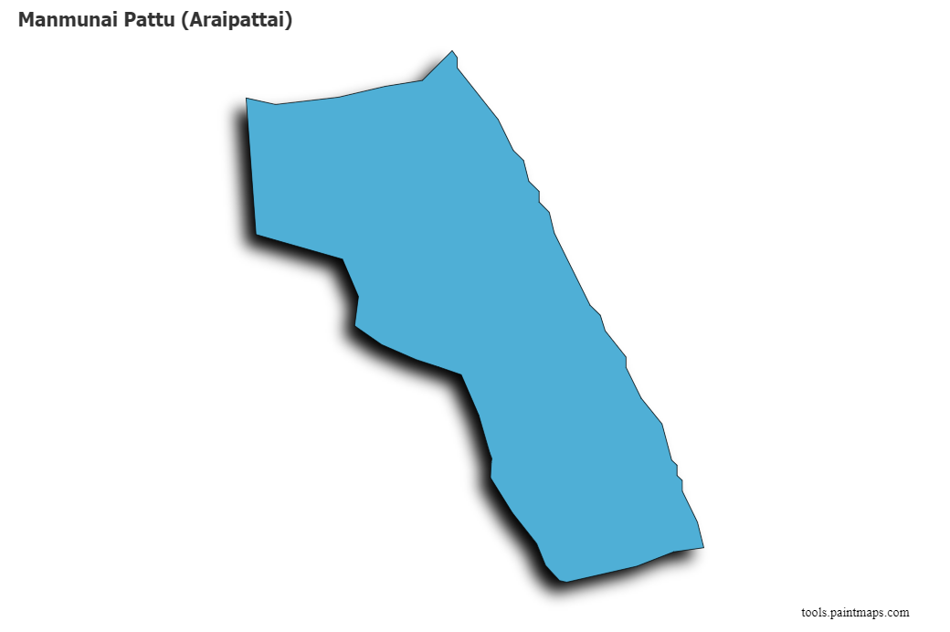 Manmunai Pattu map with 3d shadow effect