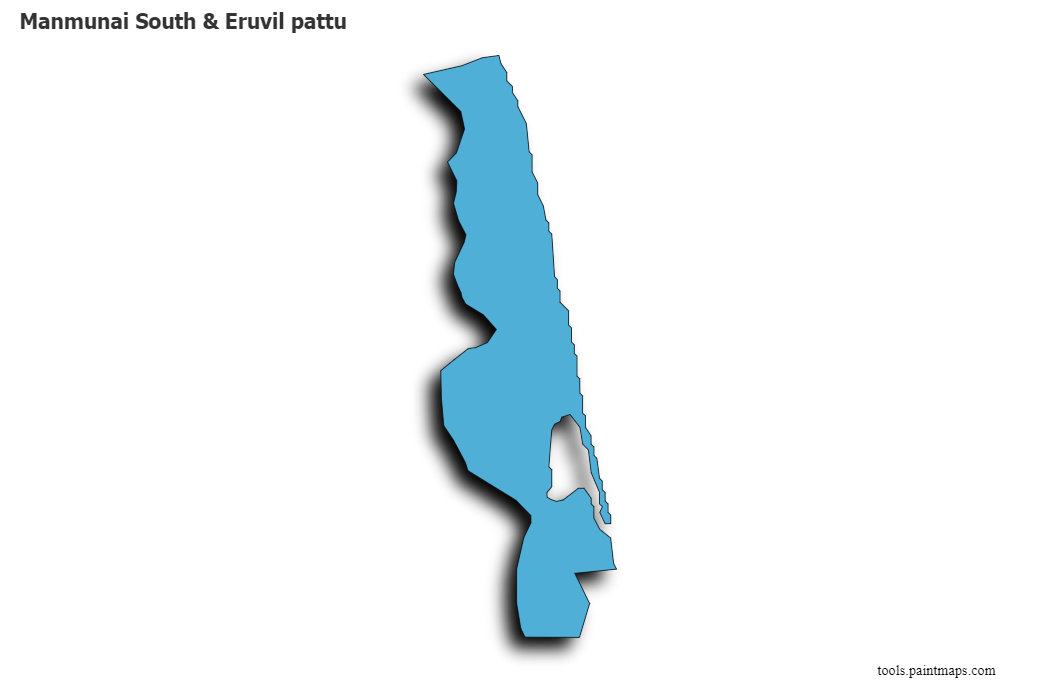 Manmunai South and Eruvil Pattu map with 3d shadow effect