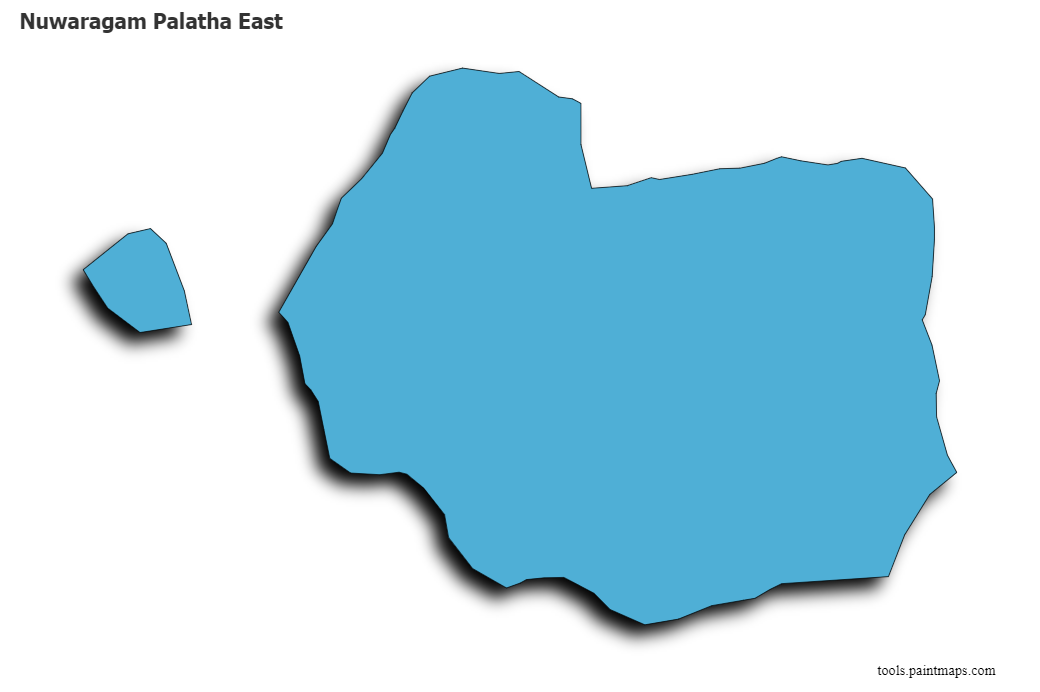 Mapa de Nuwaragam Palatha East con efecto de sombra 3D