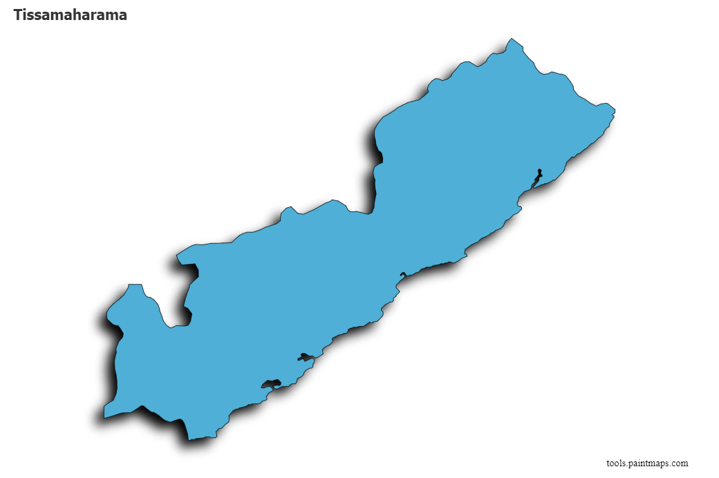 Mapa de Tissamaharama con efecto de sombra 3D