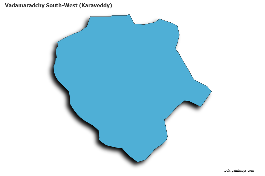 3D gölge efektli Vadamaradchy South-West (Karaveddy) haritası