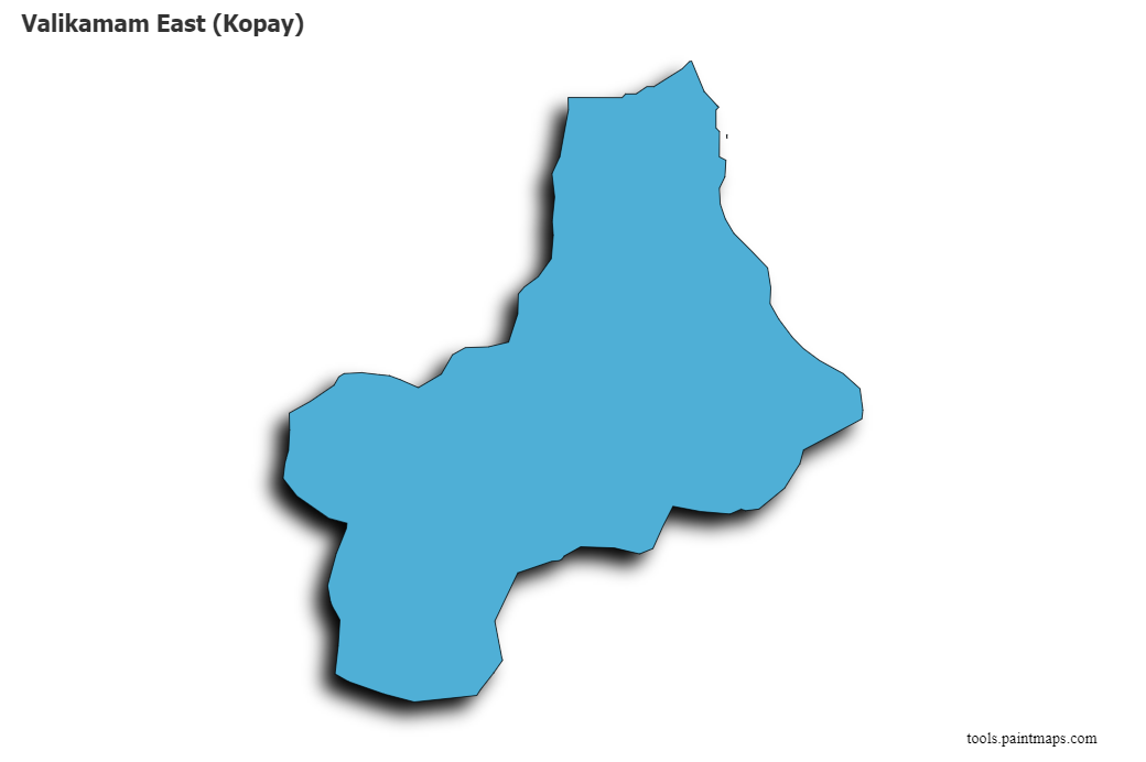 3D gölge efektli Valikamam East (Kopay) haritası