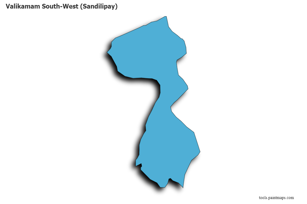 Valikamam South-West map with 3d shadow effect