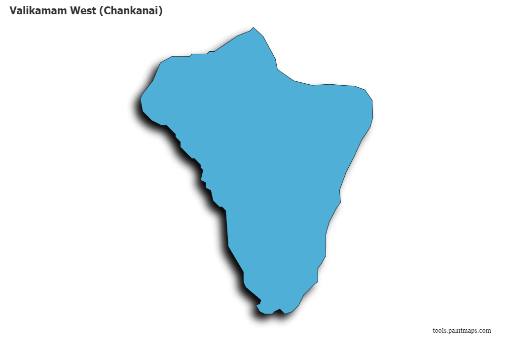 3D gölge efektli Valikamam West (Chankanai) haritası
