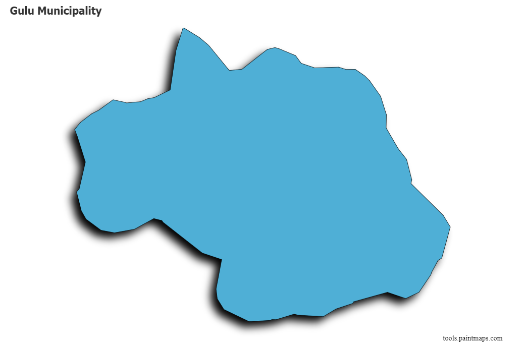 Mapa de Gulu Municipality con efecto de sombra 3D