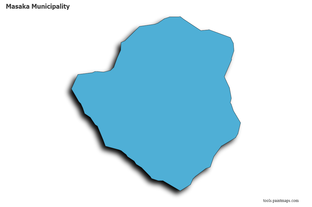 Mapa de Masaka Municipality con efecto de sombra 3D