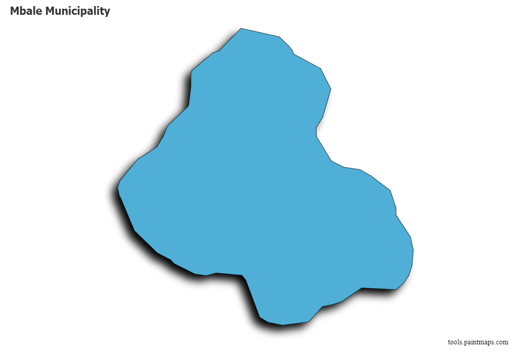 Mapa de Mbale Municipality con efecto de sombra 3D