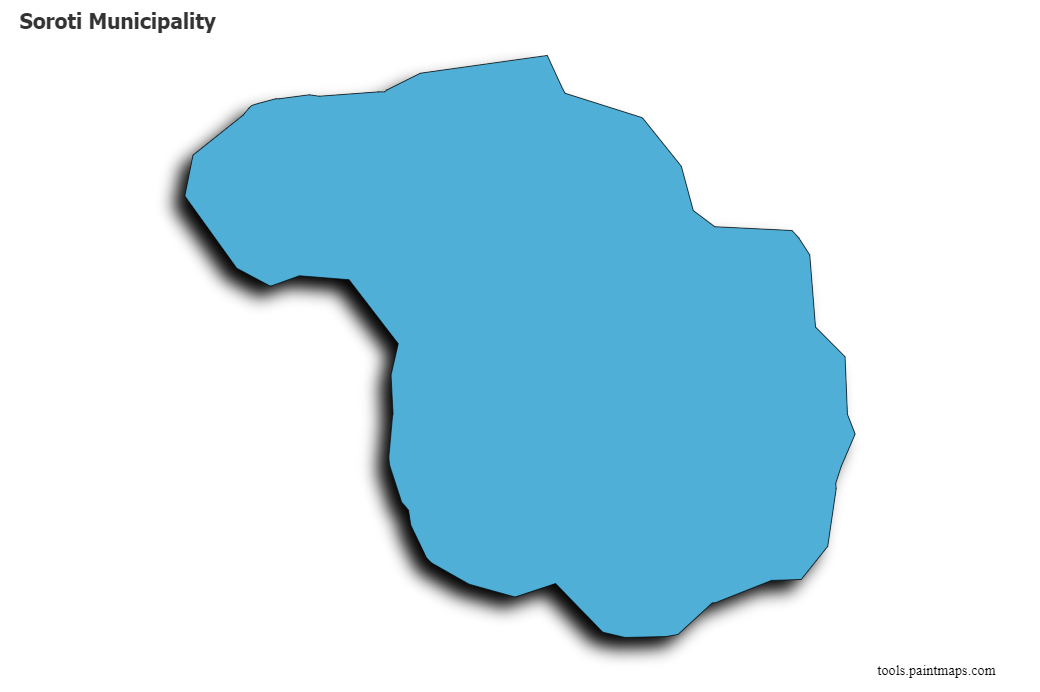 3D gölge efektli Soroti District haritası