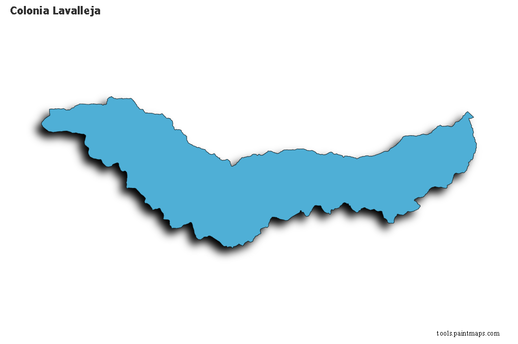 Colonia Lavalleja map with 3d shadow effect