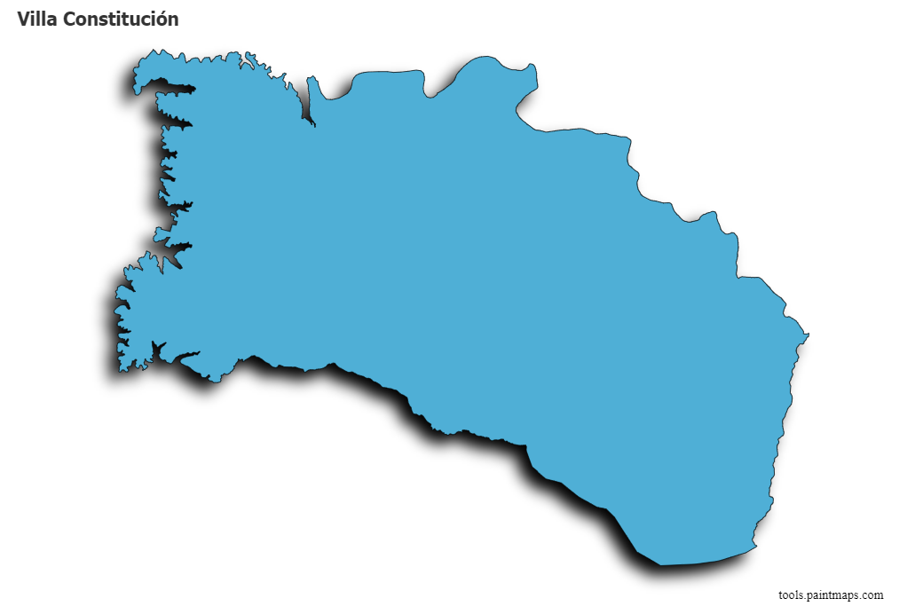 Mapa de Villa Constitución con efecto de sombra 3D