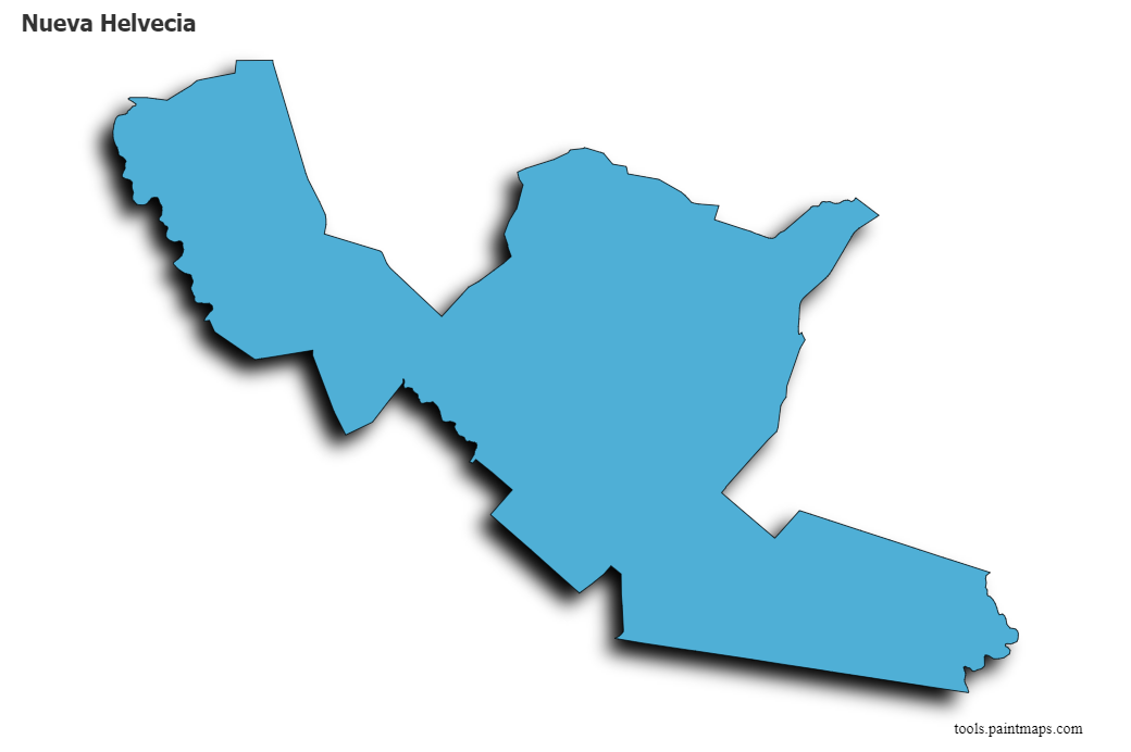 Mapa de Nueva Helvecia con efecto de sombra 3D