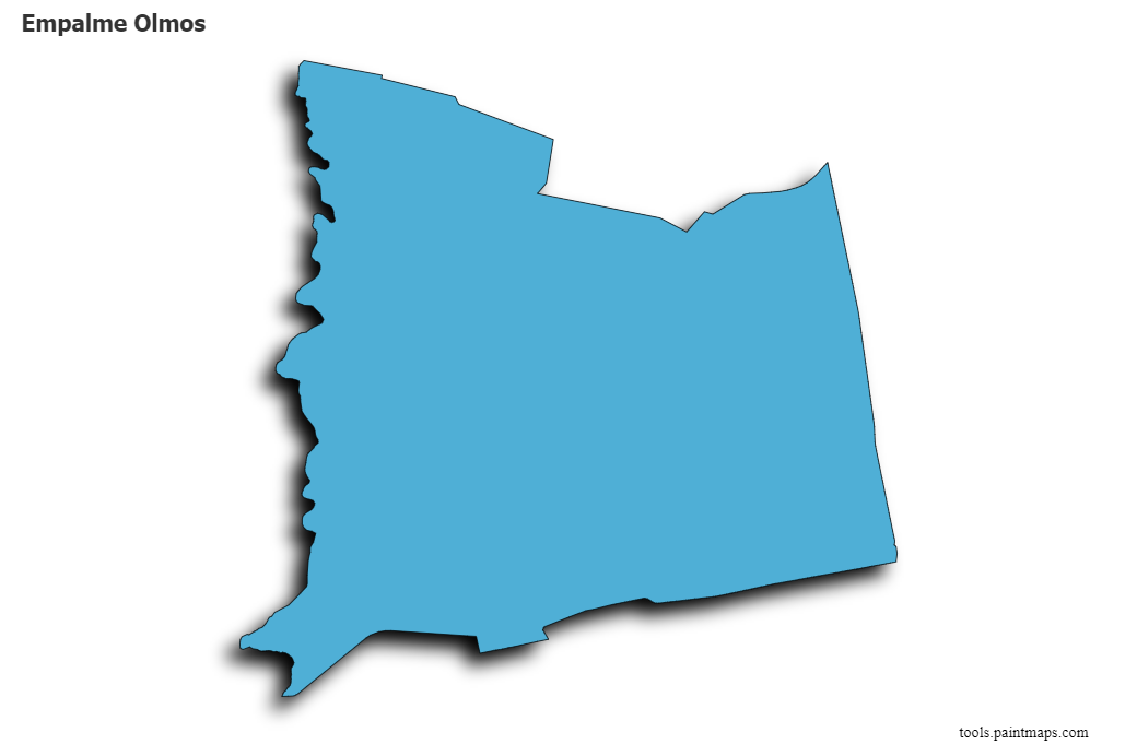 Mapa de Empalme Olmos con efecto de sombra 3D