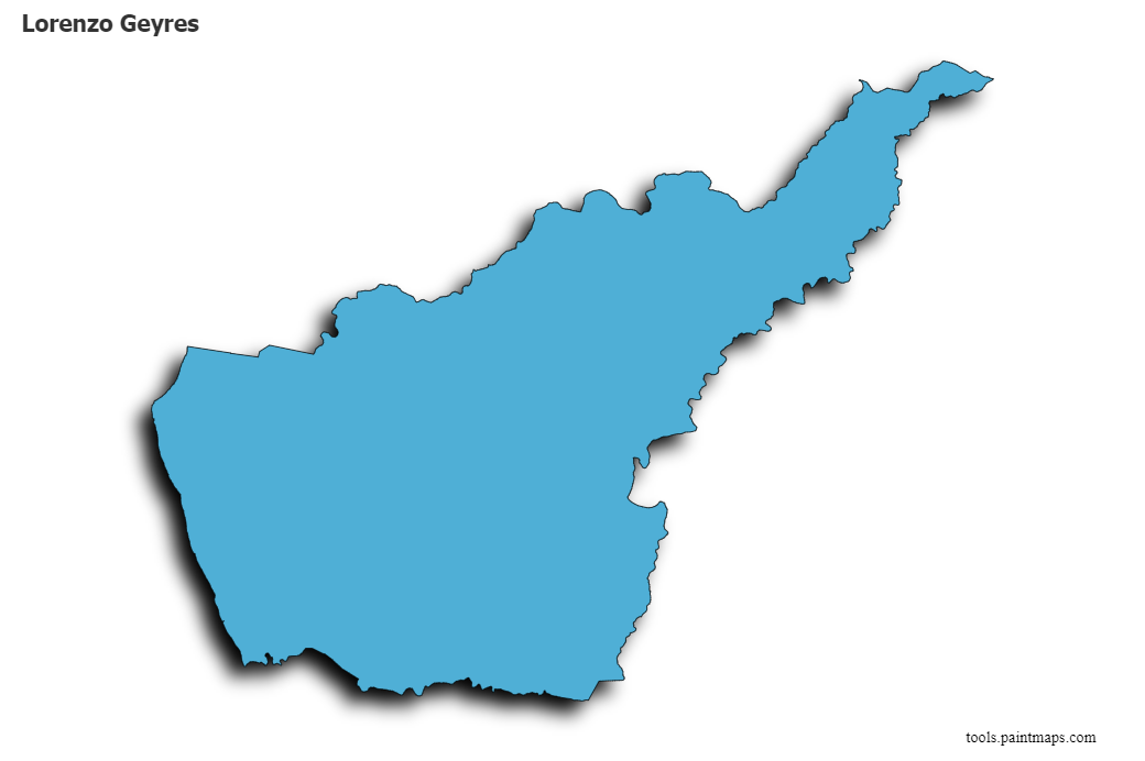 Mapa de Lorenzo Geyres con efecto de sombra 3D