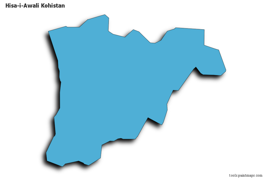 Mapa de Hisa-i-Awali Kohistan con efecto de sombra 3D