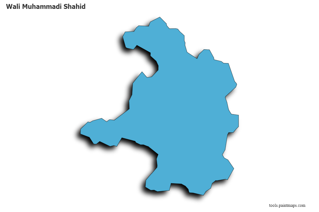 Mapa de Wali Muhammadi Shahid con efecto de sombra 3D