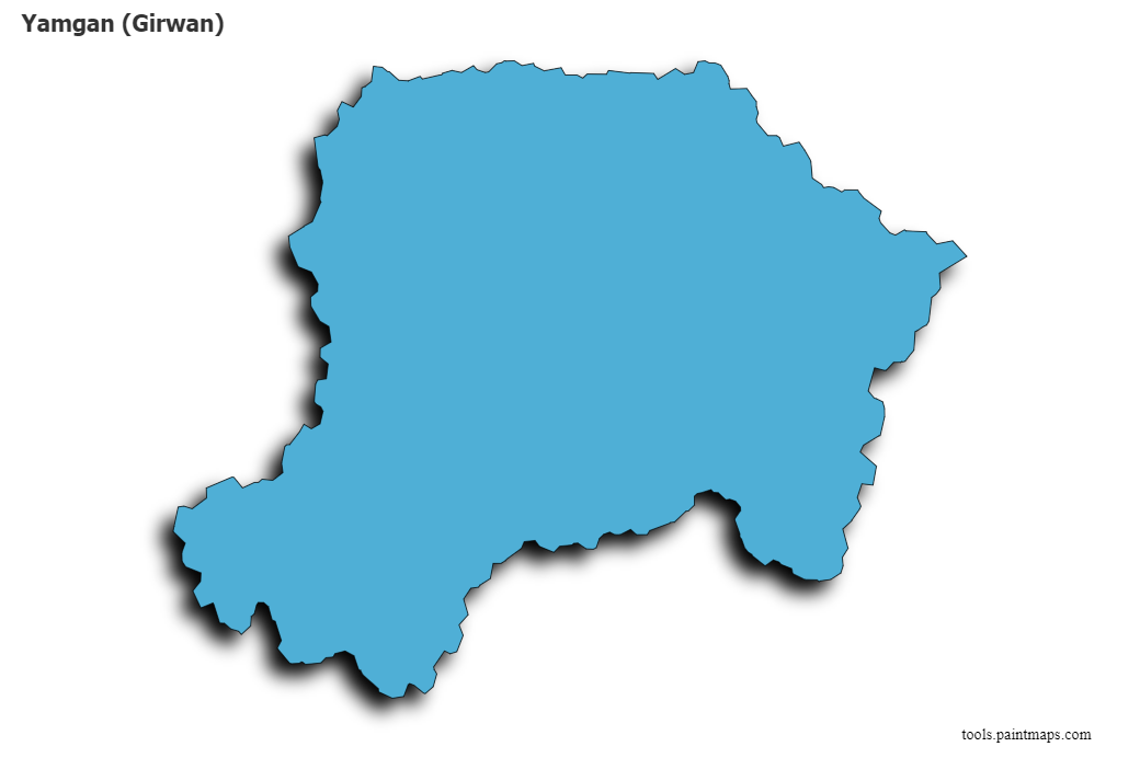 Mapa de Yamgan (Girwan) con efecto de sombra 3D