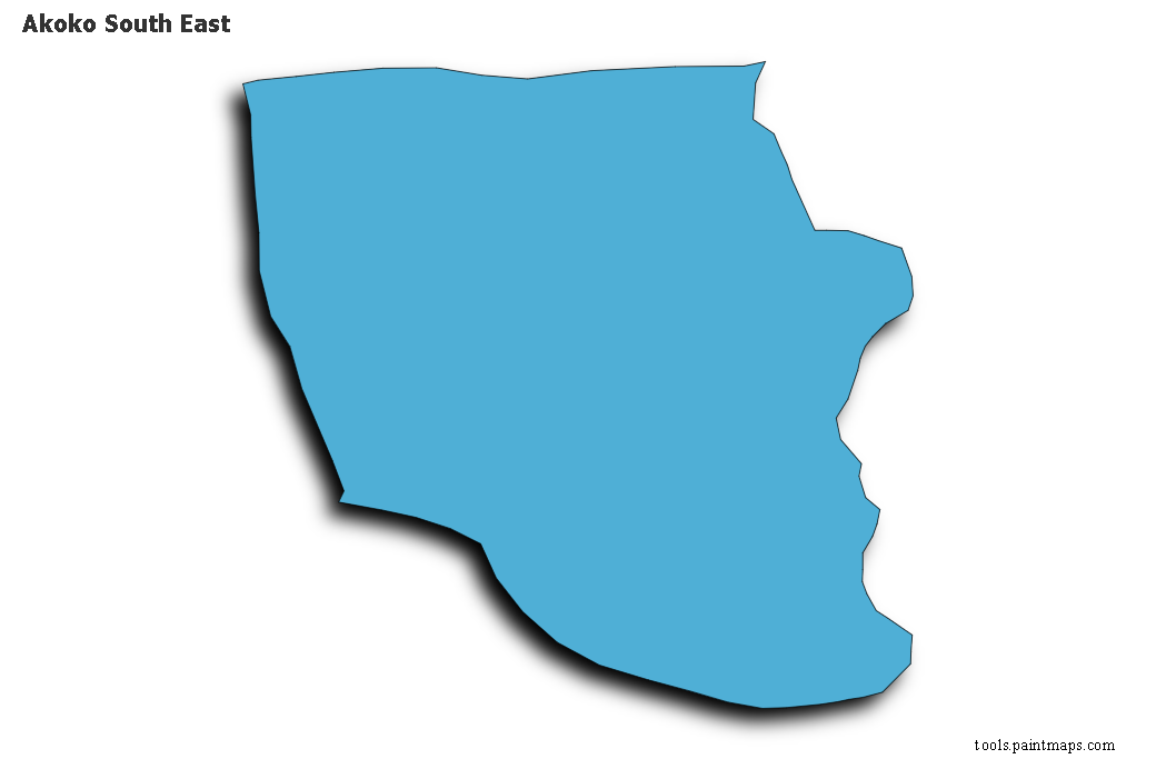 Mapa de Akoko South East con efecto de sombra 3D