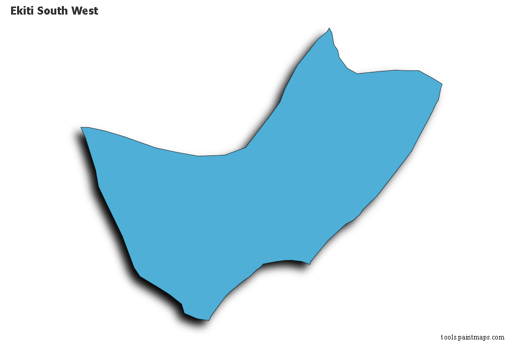 Mapa de Ekiti South West con efecto de sombra 3D